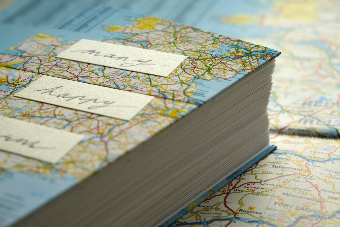 product photo detail close up of cover of handmade photography book by Paul Treacy