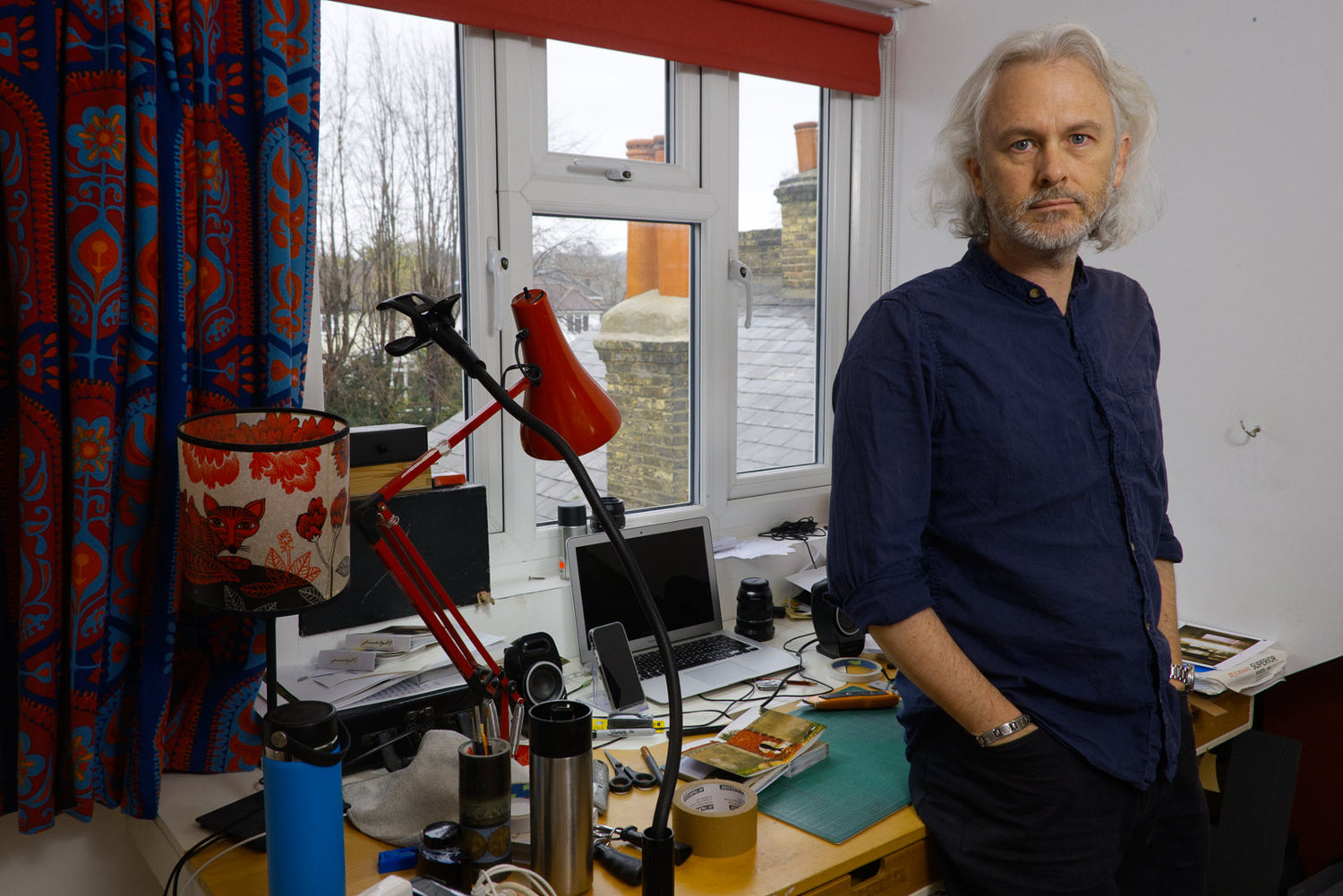 Self portrait of photographer and book maker Paul Treacy in his London studio.