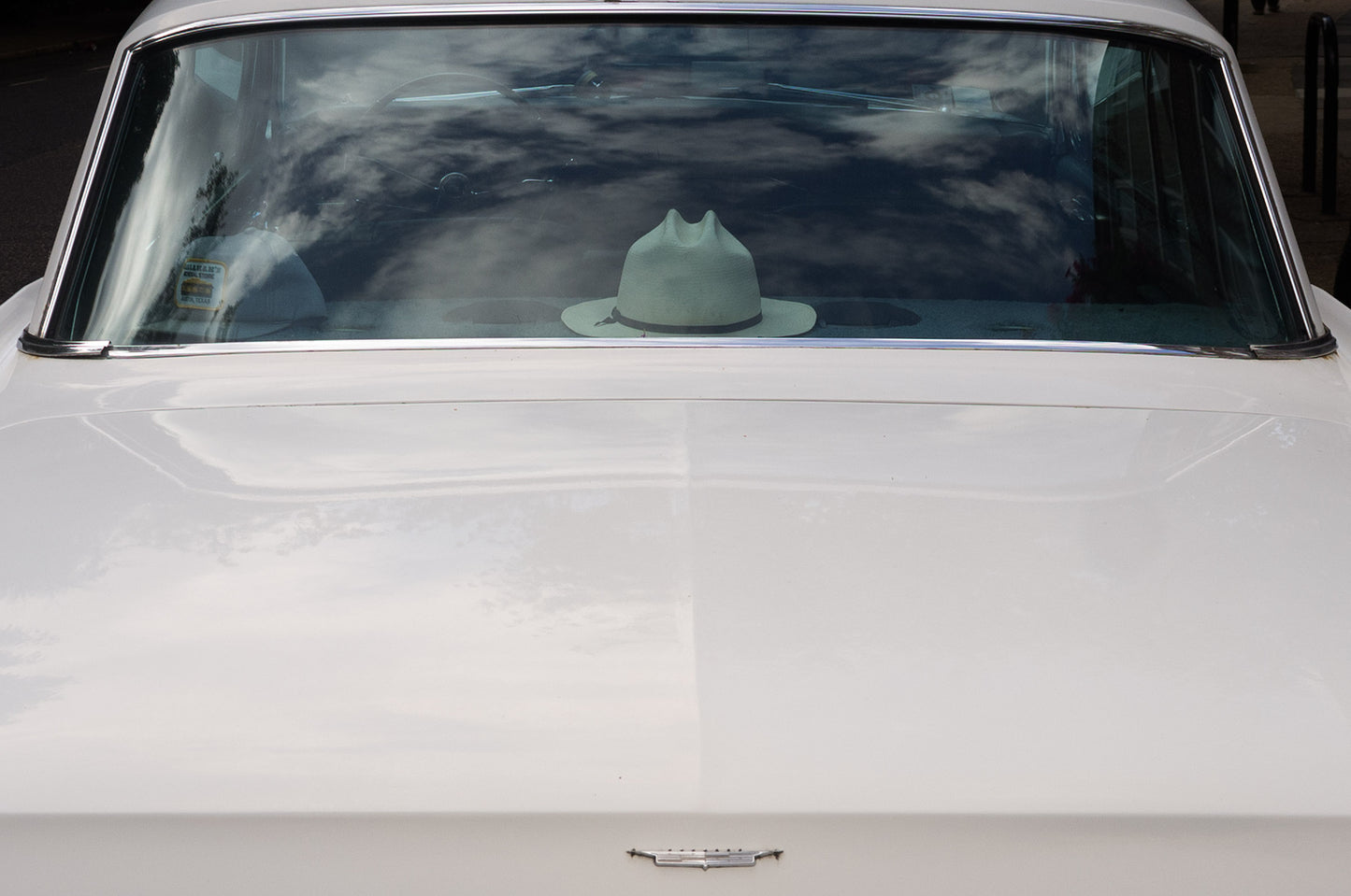 White Hat, White Car A4 Print